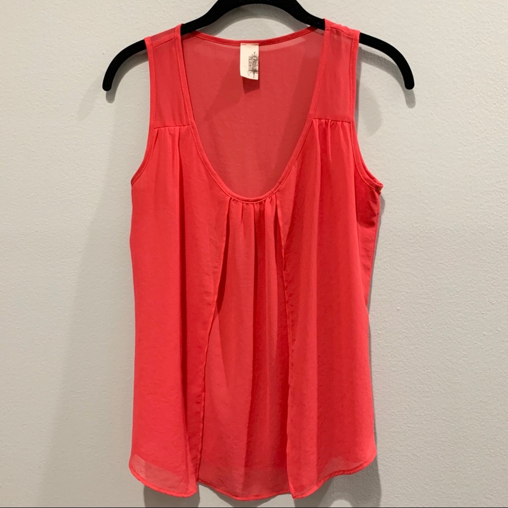 Coral Pink Sleeveless Blouse Size Small